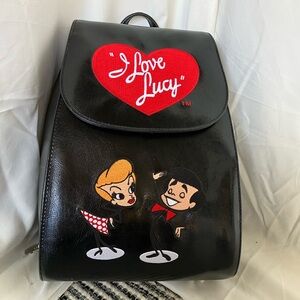 I Love Lucy - Vintage 90s Patent Leather Black Backpack